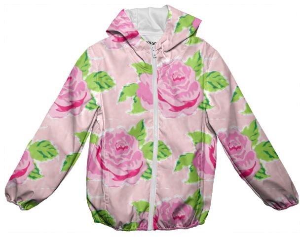 Boho Watercolor Rose Petal kids rain jacket