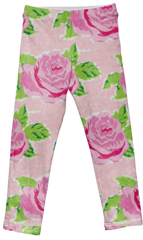 Boho Watercolor Rose Petal kids leggins