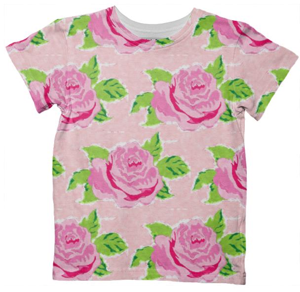 Boho Watercolor Rose Petal kids tshirt