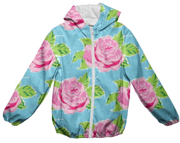 Boho Watercolor Rose Ocean kids rain jacket