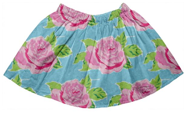 Boho Watercolor Rose Ocean kids full skirt