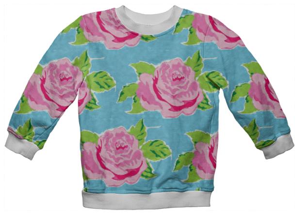 Boho Watercolor Rose Ocean kids sweatshirt
