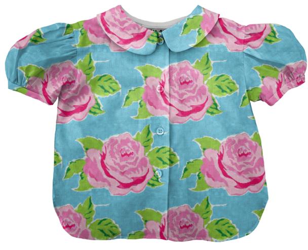 Boho Watercolor Rose Ocean kids blouse