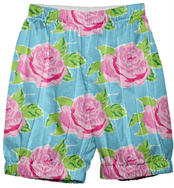 Boho Watercolor Rose Ocean kids bloomers