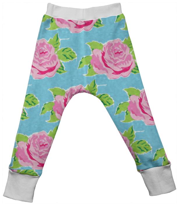 Boho Watercolor Rose Ocean kids drop pants