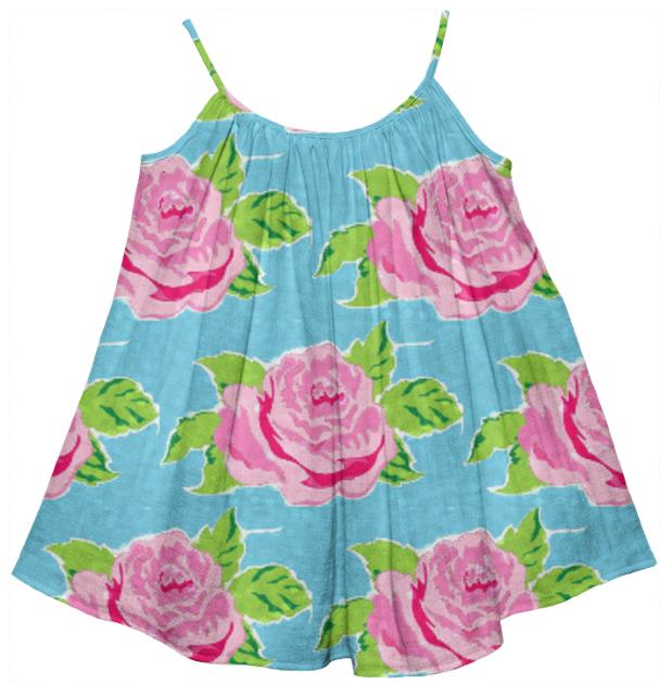 Boho Watercolor Rose Ocean kids tent dress
