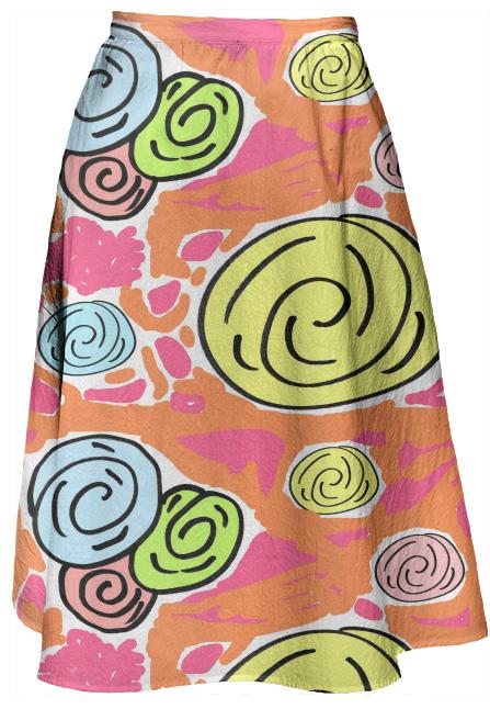 Retro Bouquet Tropical midi skirt