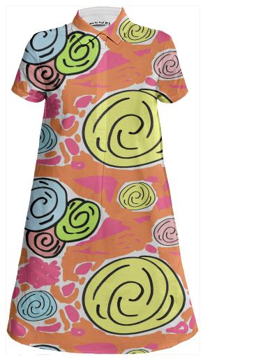 Retro Bouquet Tropical mini shirt dress