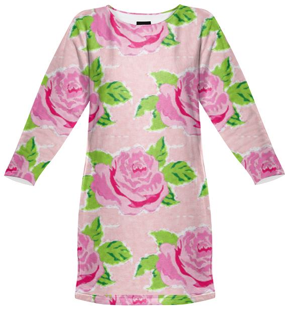 Watercolor Roses Petal sweatshirt dress