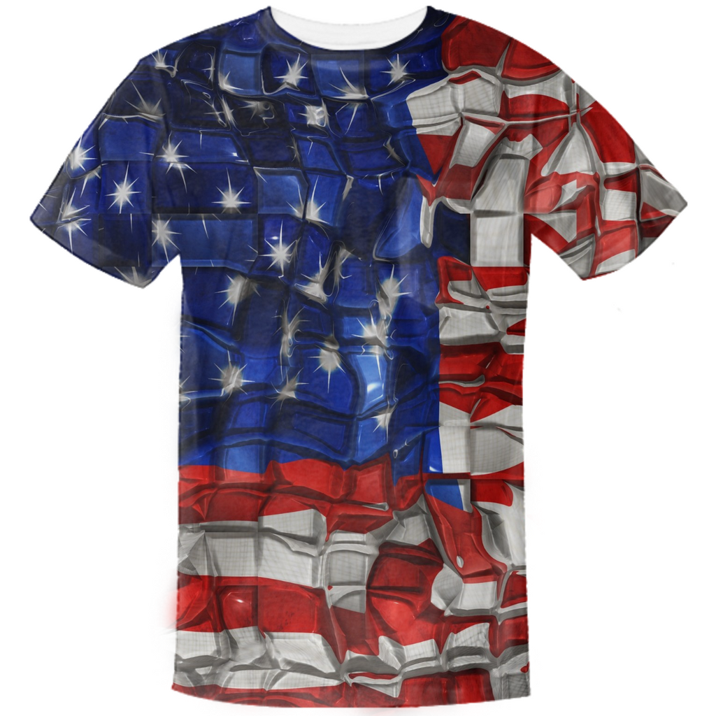American Flag Block Print Pocket Shirt