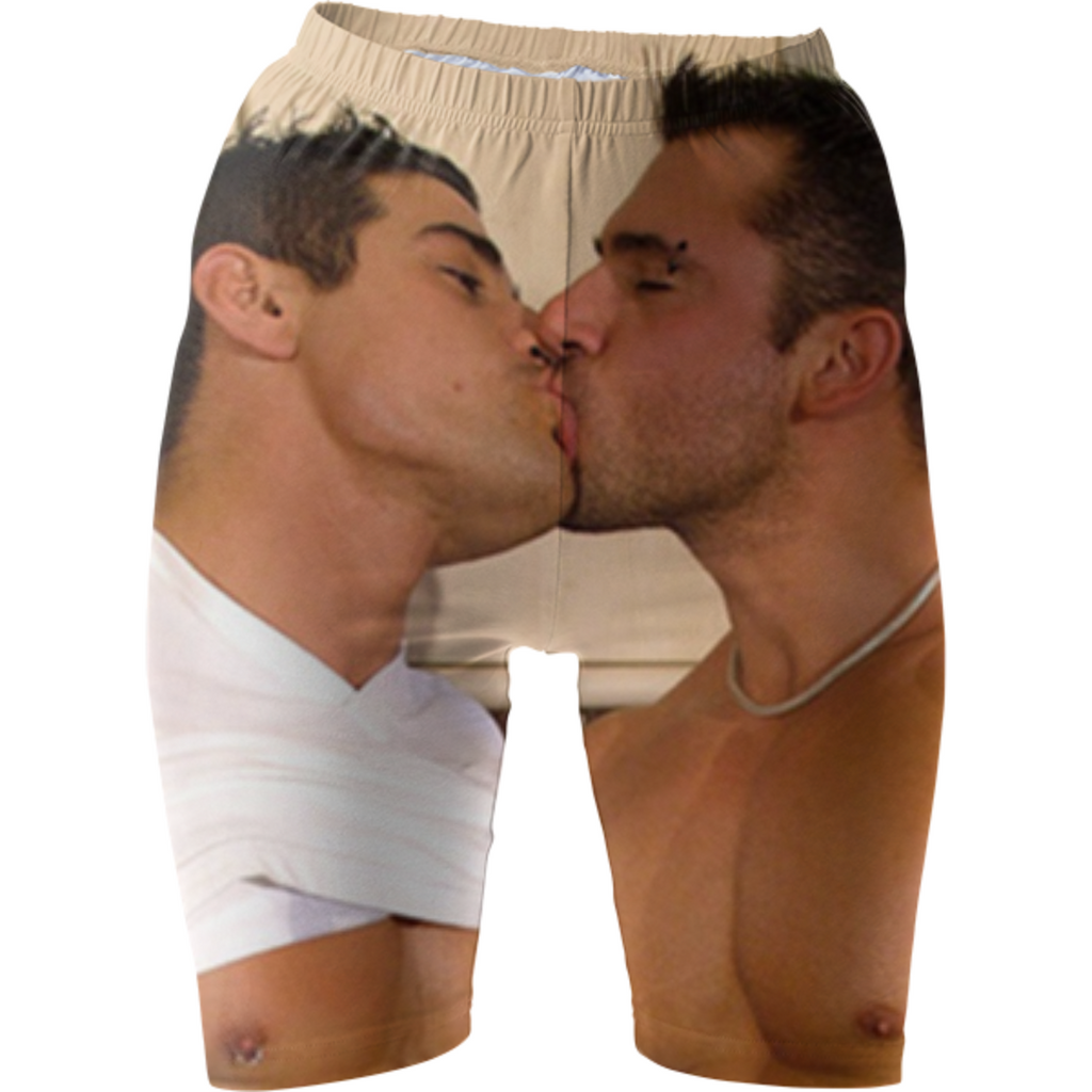 two me,one pair of biker shorts