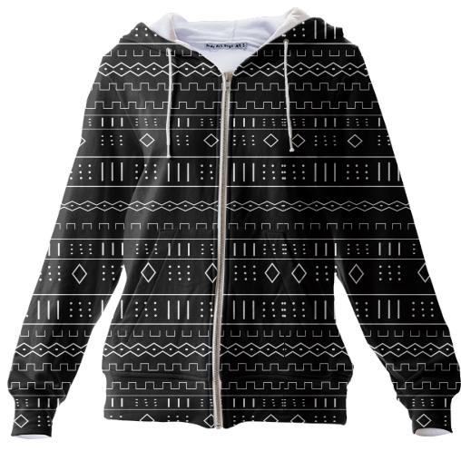 Mud Cloth Zip Up Hoodie