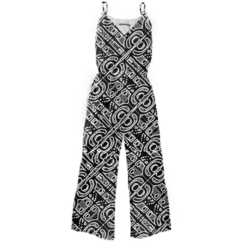 Linear Black and White Ethnic Print