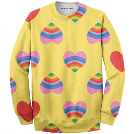 Yellow Rainbow Heart Sweatshirt