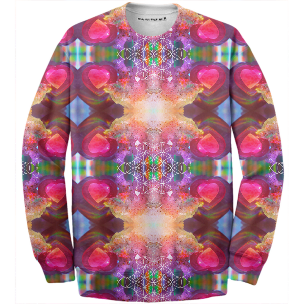 rainbow amethyst rose quartz crystal mandala sweatshirt - design 2