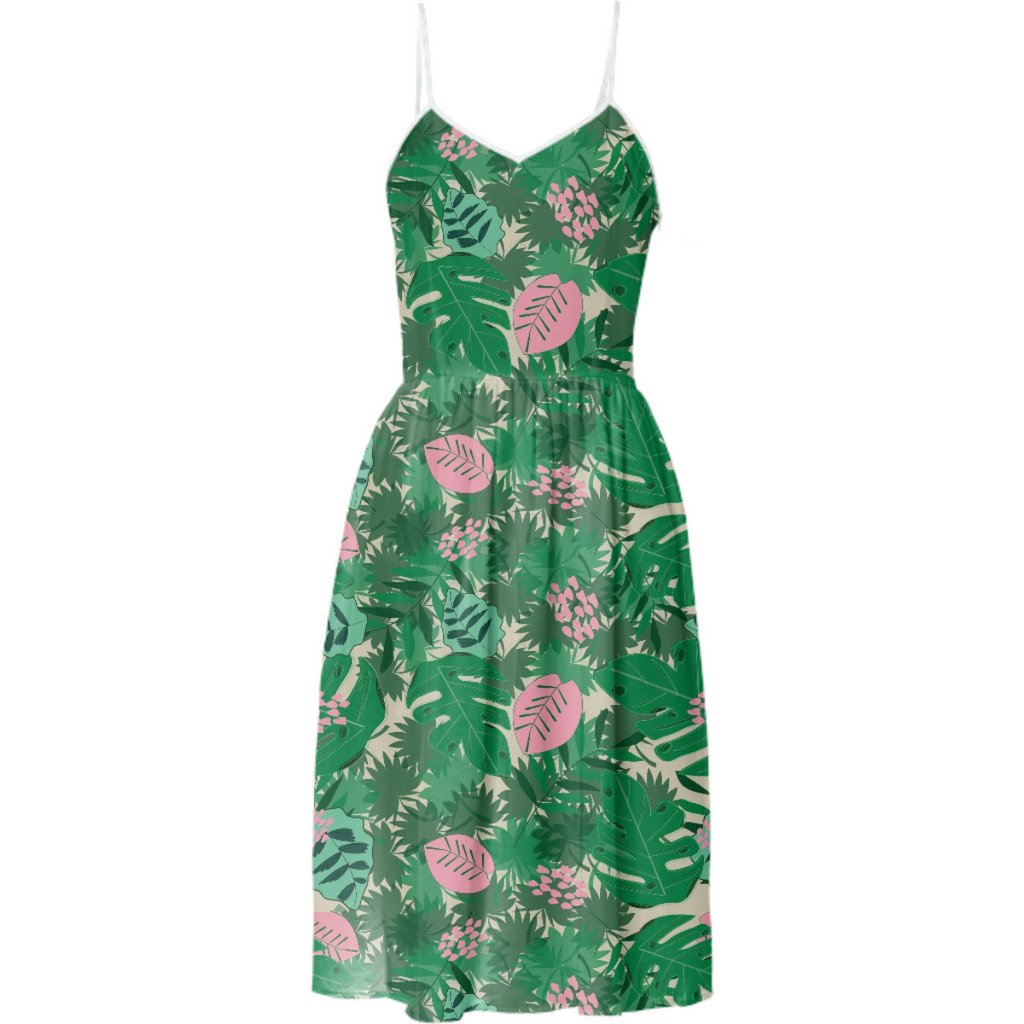 Tropical Pink and Green Leaves