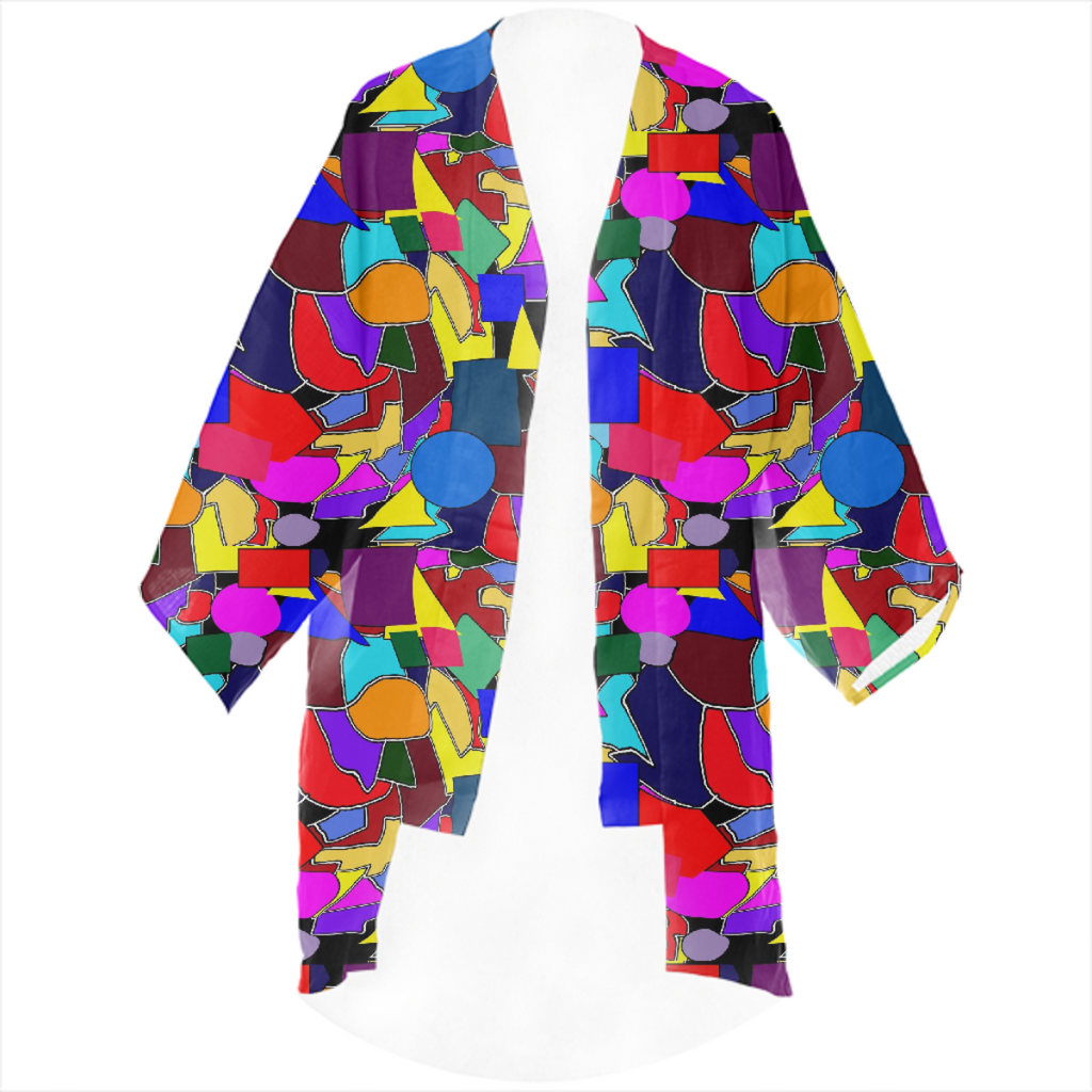 Colorful Shapes Linen Kimono