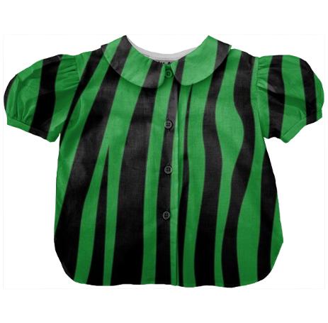 DESIGNERS LITTLE BLOUSE GREEN BLACK ZEBRA