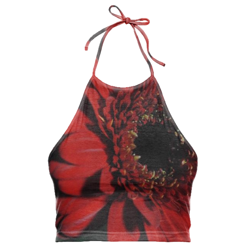 Red Daisy Halter Top