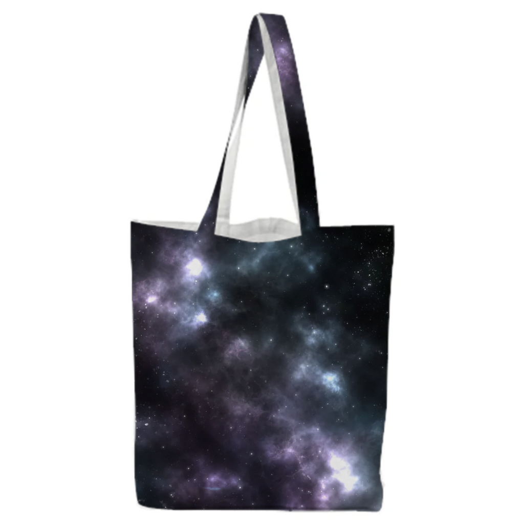 Colorful and magical, aesthetic nebula universe design violet tote bag