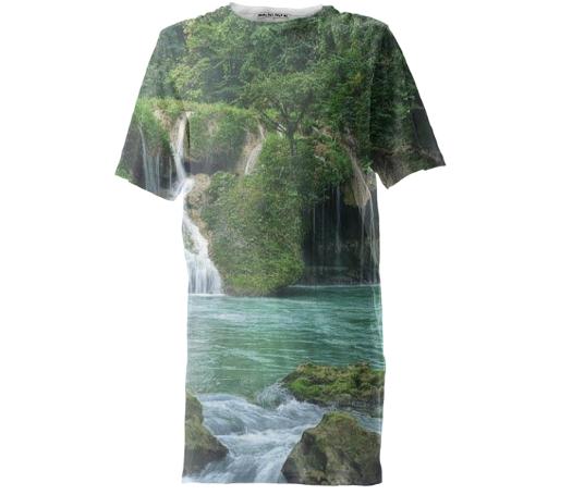 trees and waterfall tall tshirt
