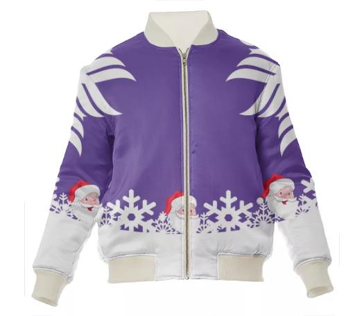 Santa Claus Snowflake Christmas VP Silk Bomber Jacket