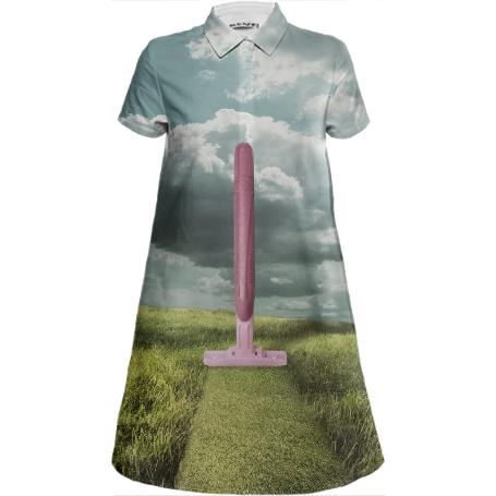 Surreal Conceptual Shaved Grass Shirt Dress