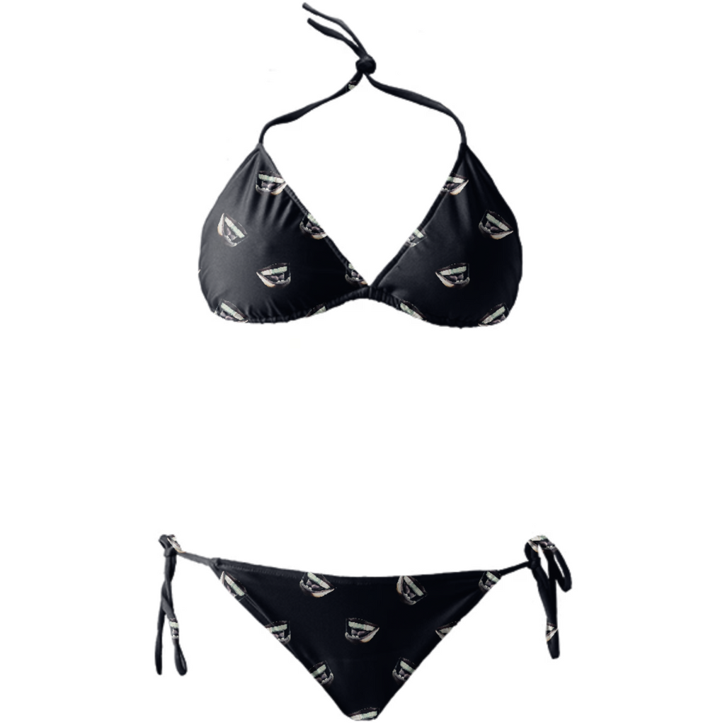 Mouth Laughing Motif Dark Print Pattern
