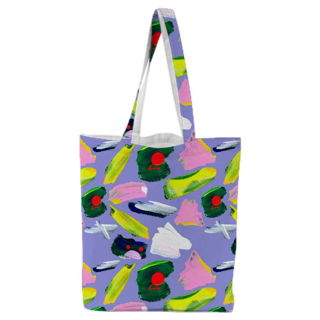 Pouting kitty hand painted yellow blue and red on purple