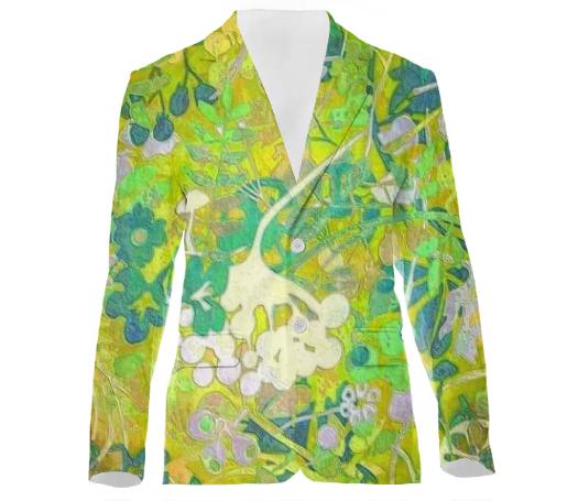 Wacky Retro Floral Abstract in Light Green