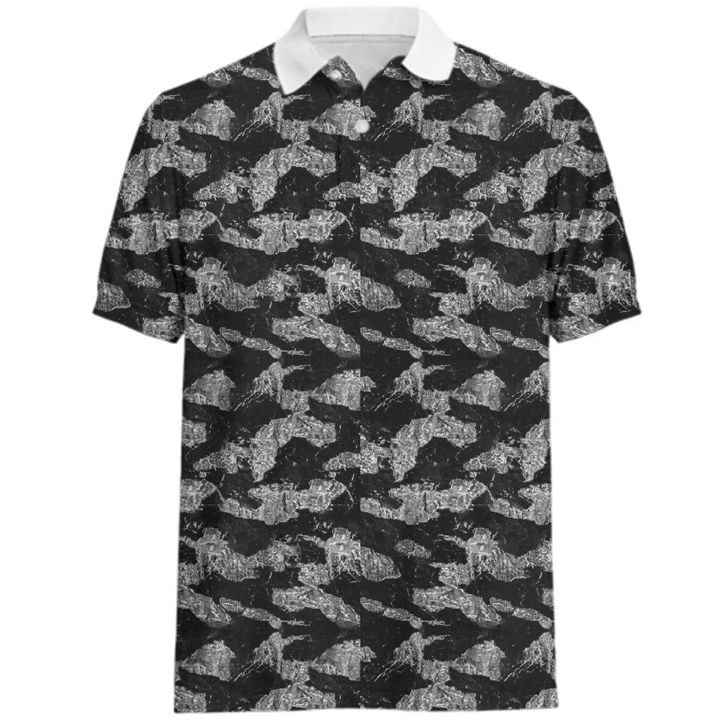 Black and White Camouflage Texture Print