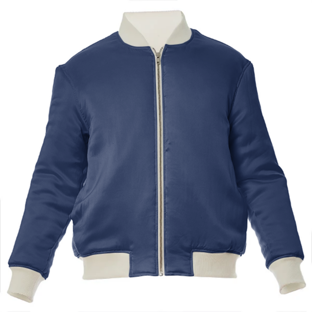 color Delft blue VP silk bomber jacket