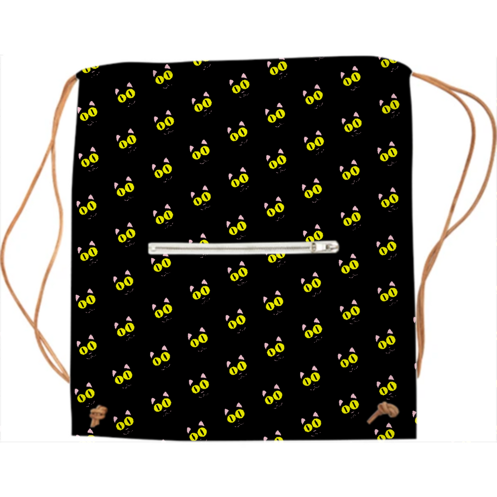 Black sports bag with cats pattern