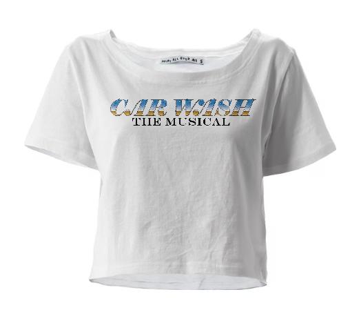 Car Wash The Musical Logo Scoop Neck Cropped T Shirt WHITE