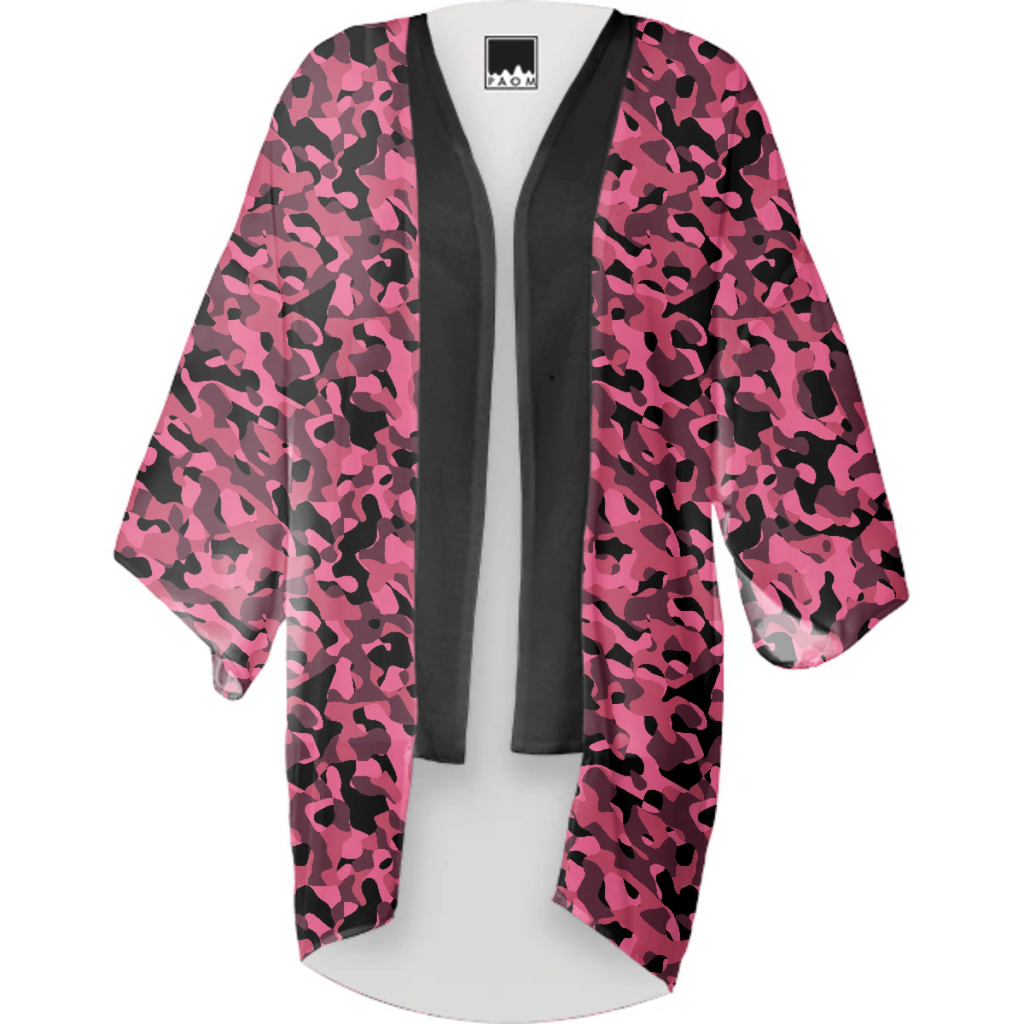 Pink and Black Camo Camouflage Pattern Kimono