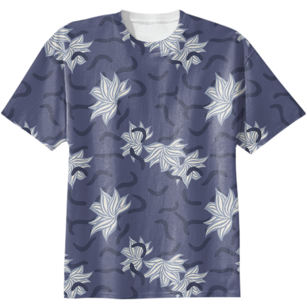 Navy Flower Worm Cotton Tee