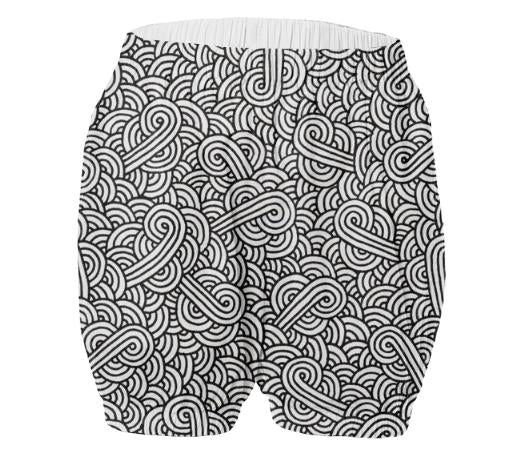 Black and white swirls doodles VP Adult Bloomers