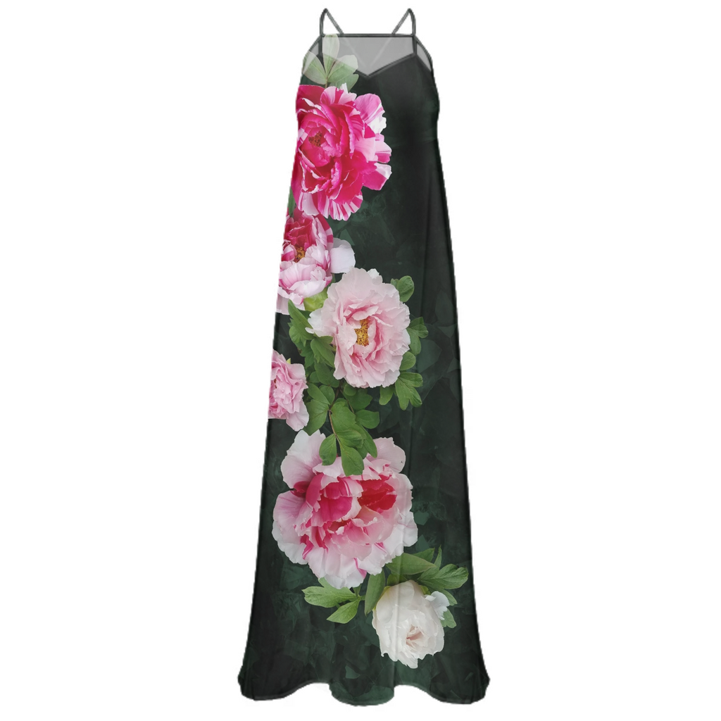 Fleur de Lis Chiffon Maxi Dress-Emerald
