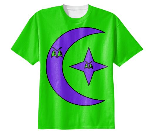 GREEN PURPLE MOON STARS TEE