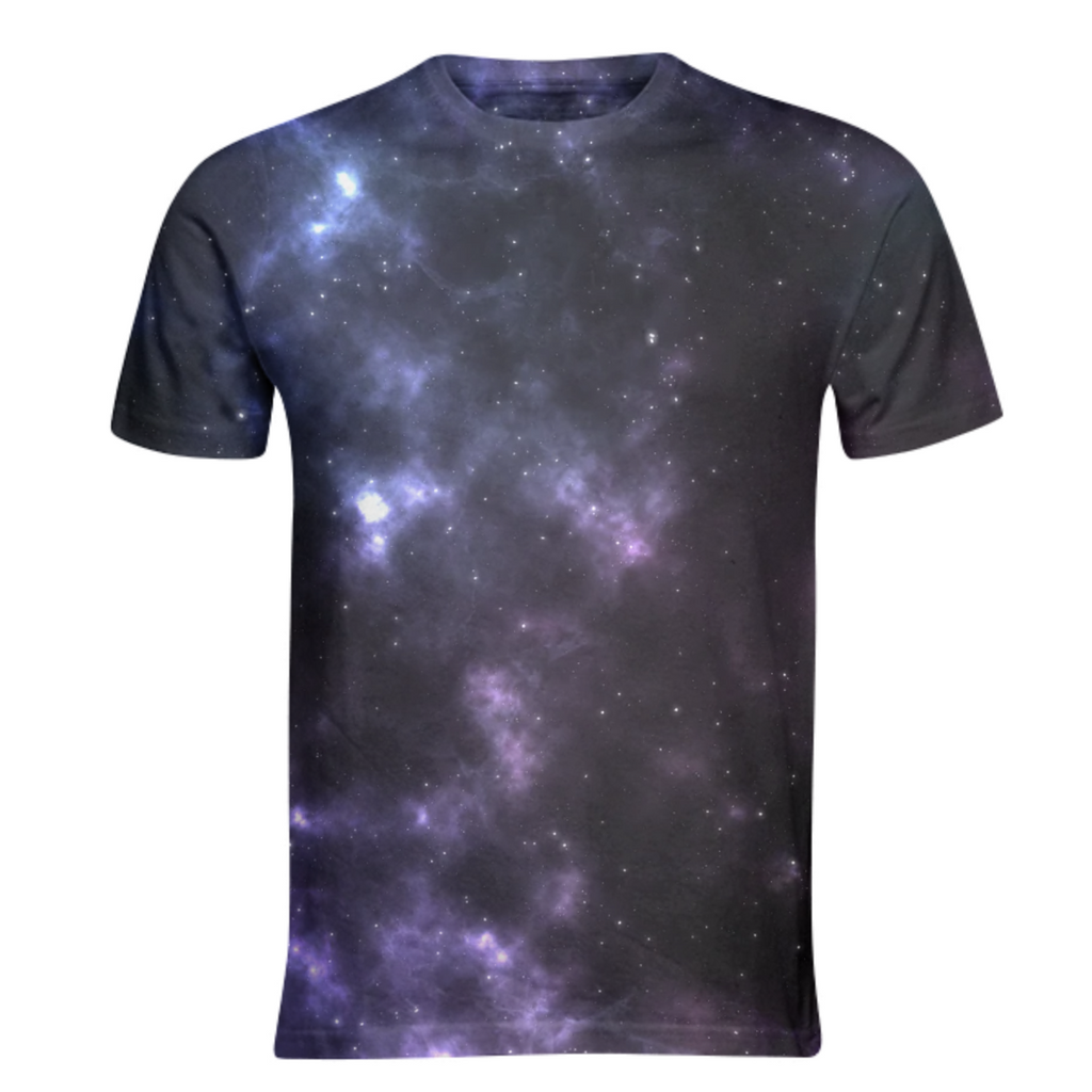 Colorful and magical, aesthetic nebula universe design blue green purple violet shirt
