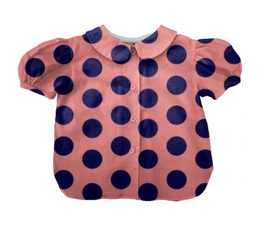 Kids blouse with dots pink blue