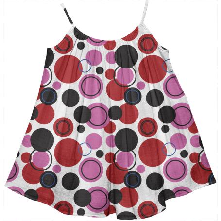 Pink Red Blue and Black Polka Dots Dress