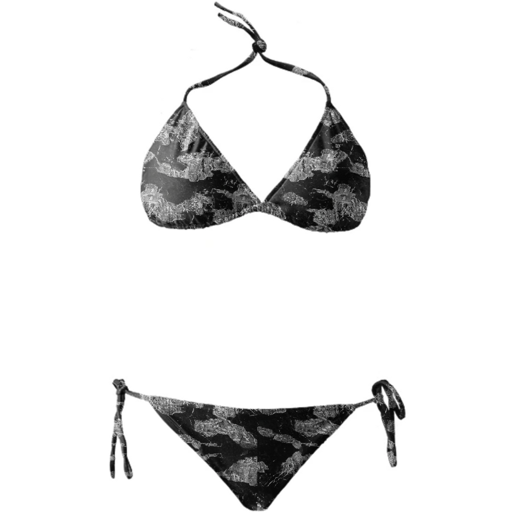 Black and White Camouflage Texture Print