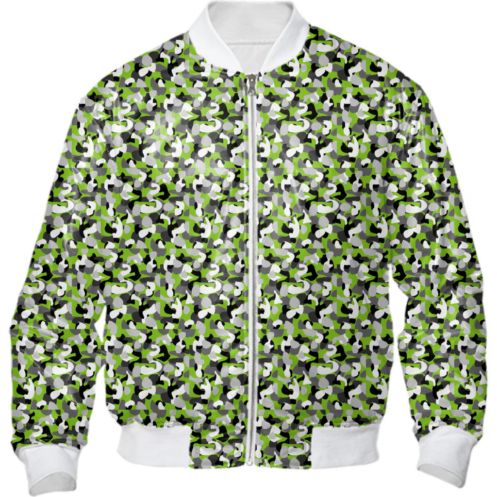 LIME CAMO BOMBER JACKET