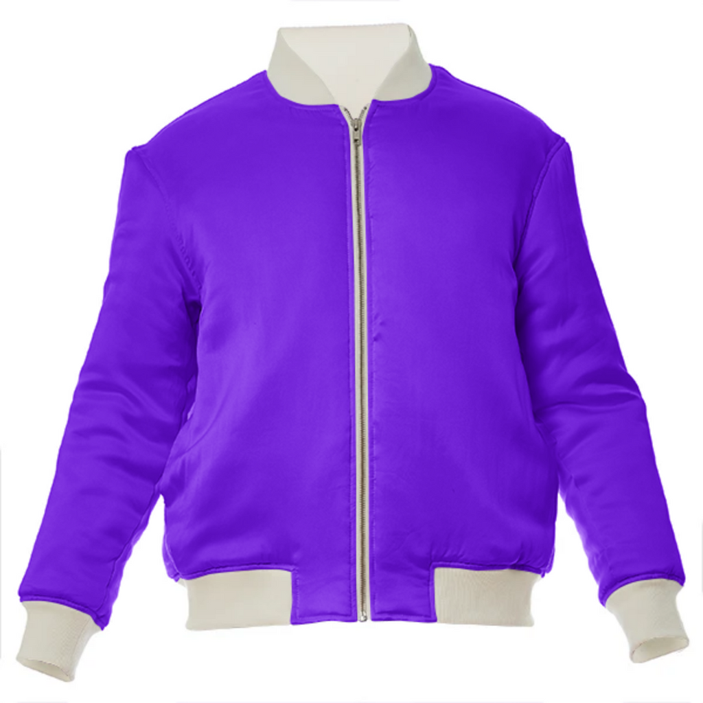 color electric indigo VP silk bomber jacket