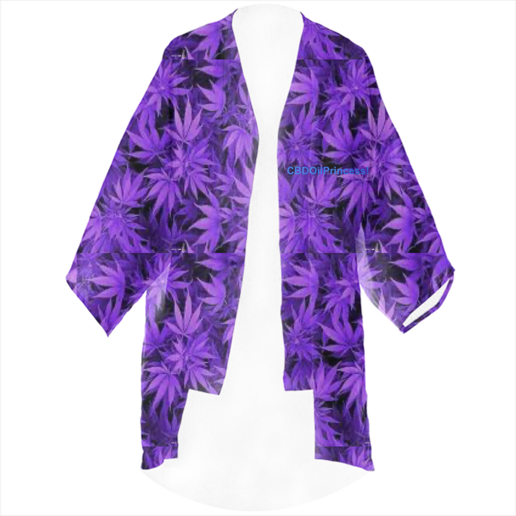 Purple Marijuana’s Leaves!  Linen Kimono!  CBDOilPrincess!