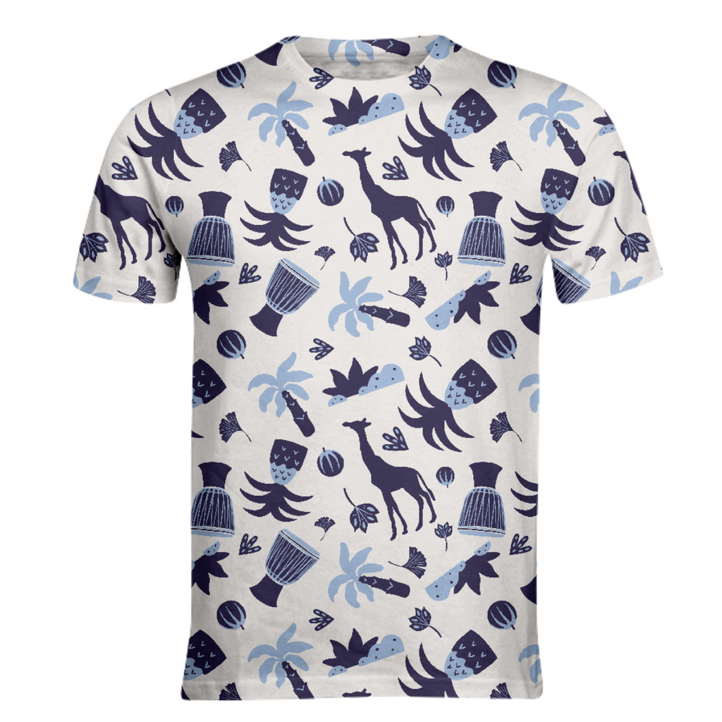 Blue giraffe safari t-shirt