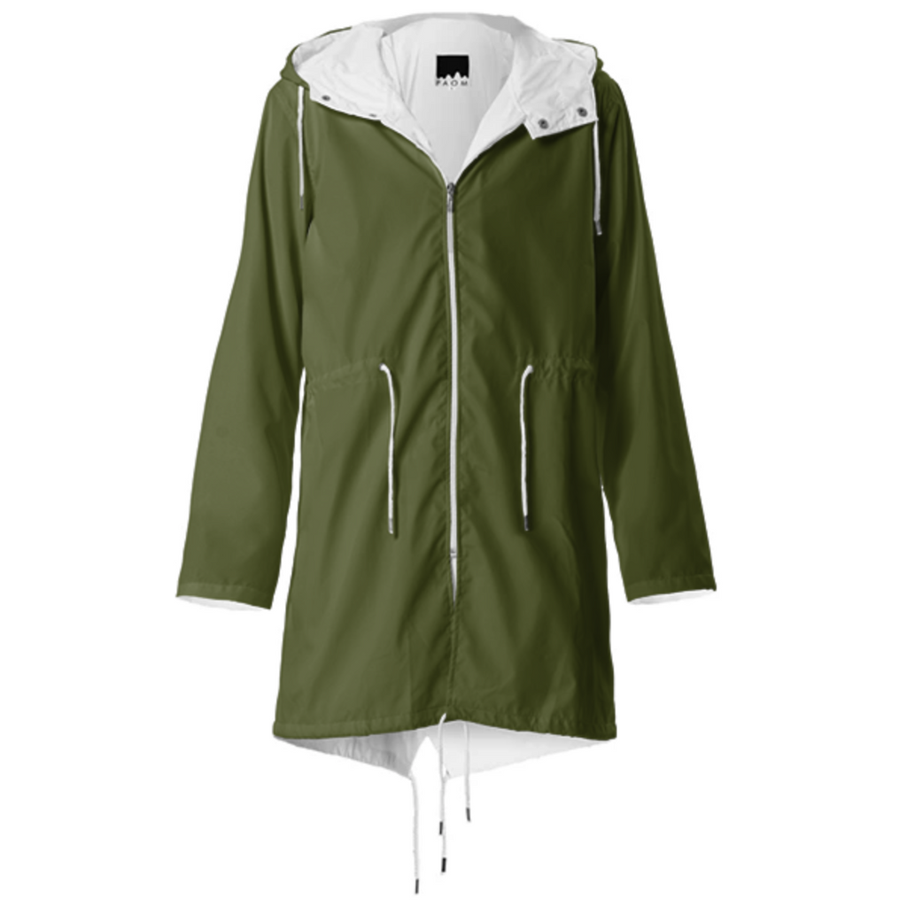 Solid Army Green Rain Jacket Coat