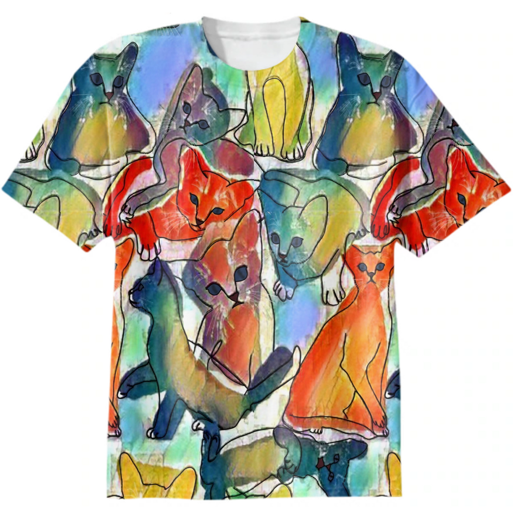 cats , linart, color spots, multicolored cats, abyssinian cats, lots of cats, charming, cute