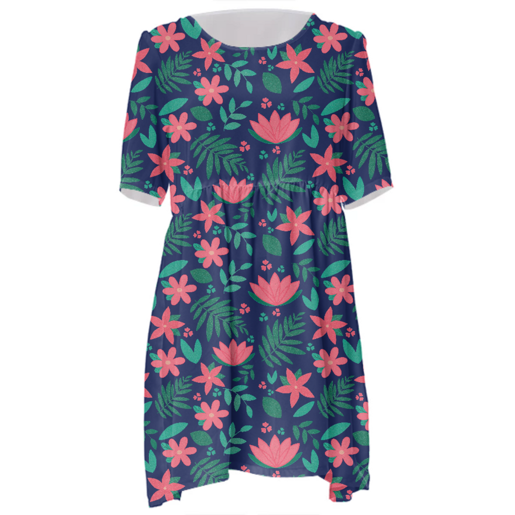 Lotus Pattern with Tropical Leaves